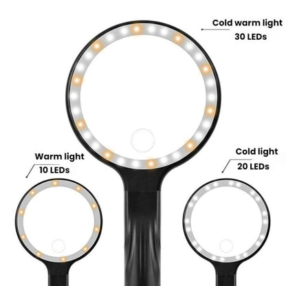 5/10X 30 LEDs Magnifying Glass USB Charging Neck Worn Handheld For Reading Maintenance, 5/10X