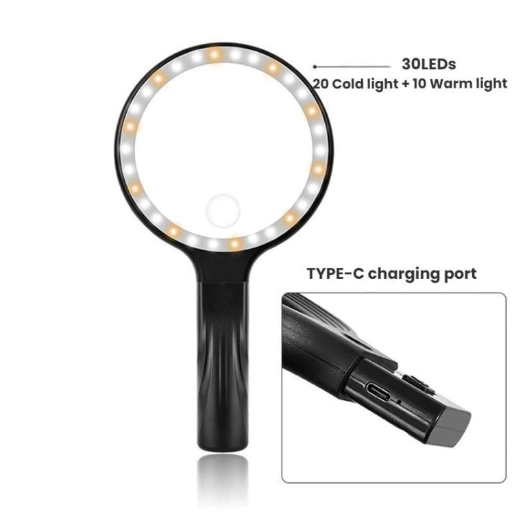 5/10X 30 LEDs Magnifying Glass USB Charging Neck Worn Handheld For Reading Maintenance, 5/10X