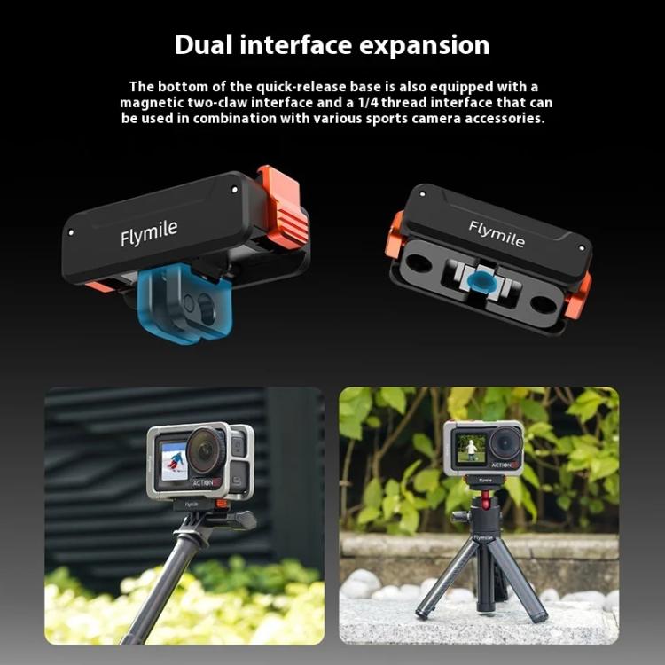 For DJI Osmo Action 5 Pro /4/3 Flymile Magnetic Quick Release Base With 1/4-inch Screw & 2-claw Interface, 1/4-inch Screw & 2-claw
