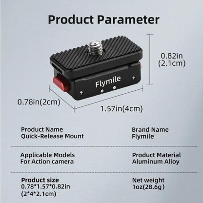 Flymile Magnetic Quick-Release Base 1/4 Inch Thread Foldable Extension Kit for Insta360 Ace Pro 2/Ace Pro/Ace/X5/X4/X3/X2, 1/4 Inch Thread Foldable Kit