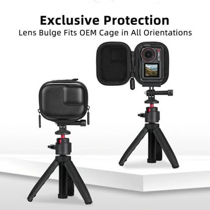 Flymile PU Mini Camera Case with Carabiner For Caged DJI Action 3/4/5 Pro/Insta360 Ace Pro 2/1/GoPro