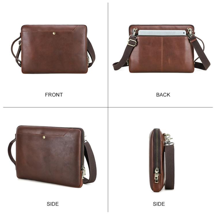 CONTACTS FAMILY 14.2 Inch Crazy Horse Leather Messenger Bag Vintage Crossbody Laptop Briefcase, For Macbook Pro 14.2 Inch