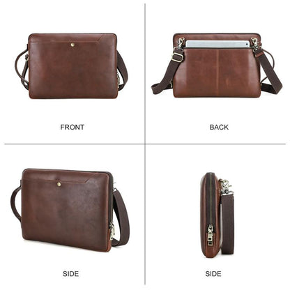 CONTACTS FAMILY 14.2 Inch Crazy Horse Leather Messenger Bag Vintage Crossbody Laptop Briefcase, For Macbook Pro 14.2 Inch