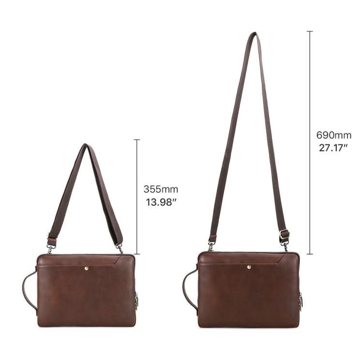 CONTACTS FAMILY 14.2 Inch Crazy Horse Leather Messenger Bag Vintage Crossbody Laptop Briefcase, For Macbook Pro 14.2 Inch
