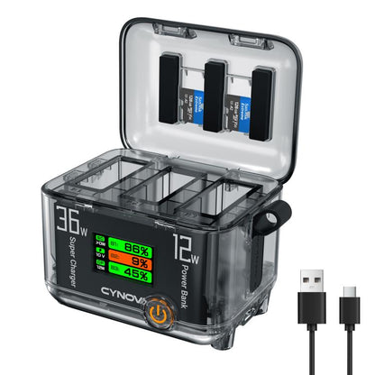 CYNOVA Fast Charging Hub for DJI Osmo 360/Action 5 Pro/4/3 With 1.14 inch TFT LCD Display, Charging Hub
