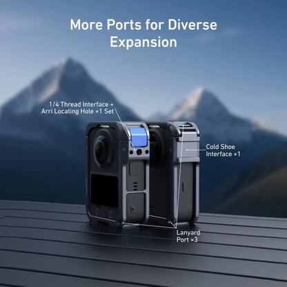 For DJI Osmo 360 TELESIN Aluminum Alloy Protective Cage Expansion Frame with Lens Cover, Aluminum Alloy Cage
