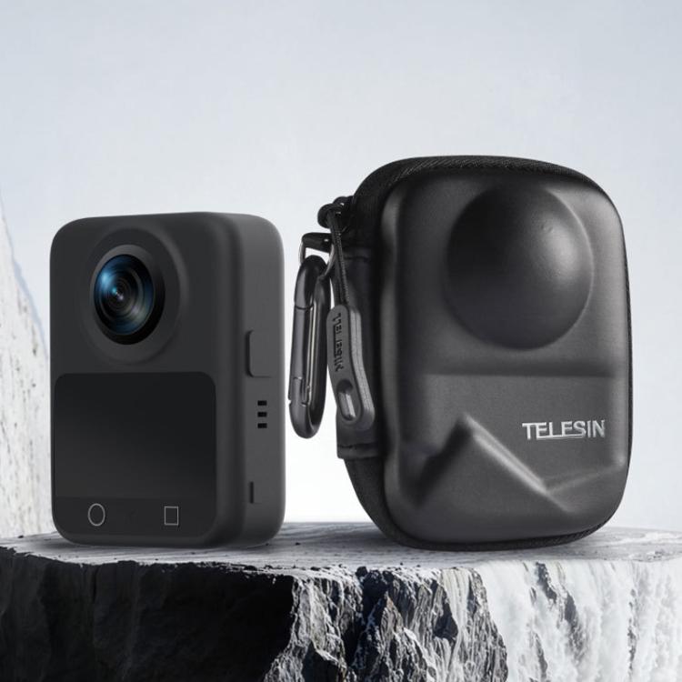 PU Carrying Case for DJI Osmo 360 Camera Protective Pouch with Carabiner Clip, TELESIN Full-Coverage, TELESIN Open Bottom