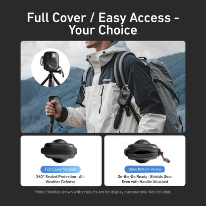 PU Carrying Case for DJI Osmo 360 Camera Protective Pouch with Carabiner Clip, TELESIN Full-Coverage, TELESIN Open Bottom