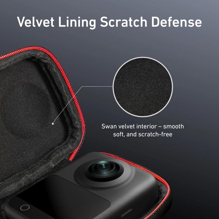 PU Carrying Case for DJI Osmo 360 Camera Protective Pouch with Carabiner Clip, TELESIN Full-Coverage, TELESIN Open Bottom