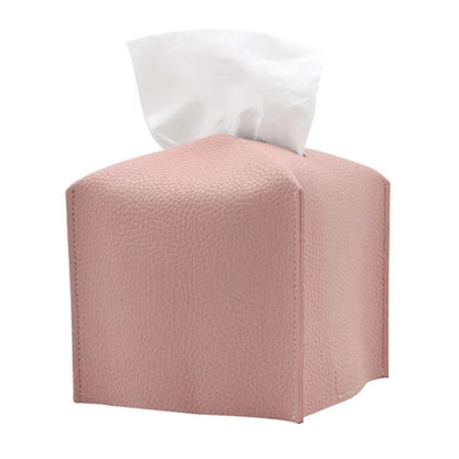 Square Leather Paper Towel Box Paper Towel Bedroom Tissue Box, 24x12.5x12.5cm, 12.5x12.5x12cm