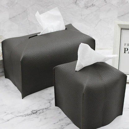 Square Leather Paper Towel Box Paper Towel Bedroom Tissue Box, 24x12.5x12.5cm, 12.5x12.5x12cm