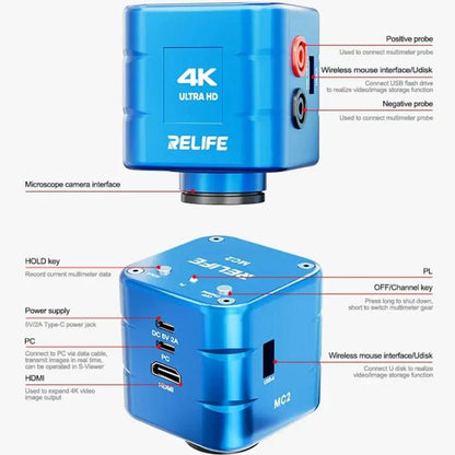 Multifunctional Multimeter 4K Camera Magnifier Microscope Camera, RELIFE MC2