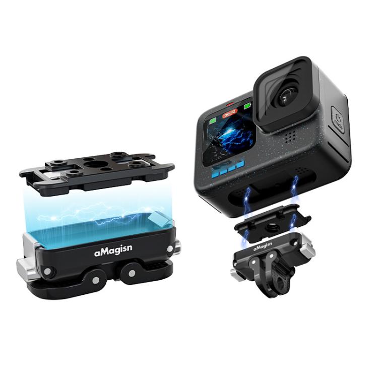 aMagisn Magnetic Quick Release Adapter for GoPro HERO13/12/11/10/9/8/11 Mini/MAX, Separate Top Mount Plate, Separate Base Unit