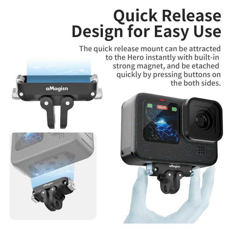 aMagisn Magnetic Quick Release Adapter for GoPro HERO13/12/11/10/9/8/11 Mini/MAX, Separate Base Unit