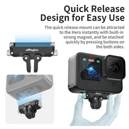 aMagisn Magnetic Quick Release Adapter for GoPro HERO13/12/11/10/9/8/11 Mini/MAX, Separate Base Unit