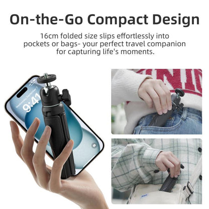 aMagisn Mini Tripod Selfie Stick with 360-degree Ball Head Adjustable Phone/Camera Mount for Travel, Vlogging & Live Streaming
