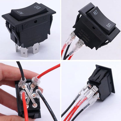 4 Pin DPDT 20A/12V DC Panel Rocker Toggle Switch, KCD2-7, Jumper Wires
