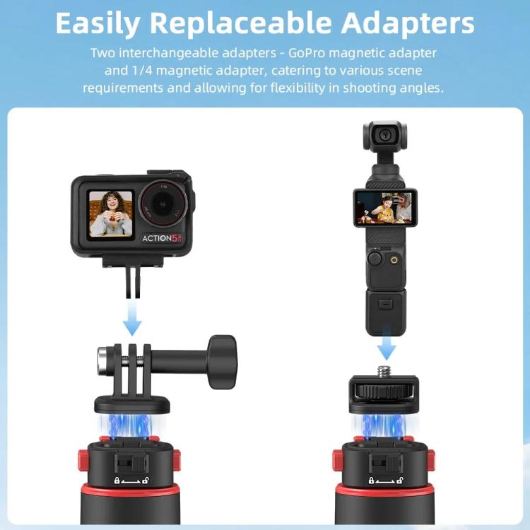 Flymile 1.63m Magnetic Quick-Release Tripod Selfie Stick for Action Cameras for Vlogging, Outdoor Sports, FLY018_2