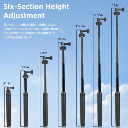 Flymile 1.63m Magnetic Quick-Release Tripod Selfie Stick for Action Cameras for Vlogging, Outdoor Sports, FLY018_2