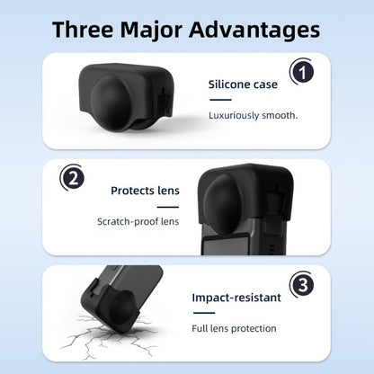 For DJI Osmo 360 Camera Silicone Lens Cap Dustproof & Anti-Scratch Lens Cover Protector