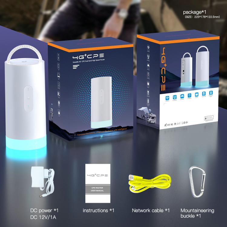 CAF902 4G CPE CAT7 SIM Card Router Colorful Camping Light Outdoor LTE Portable WiFi Hotspot, EU Plug, CAF902