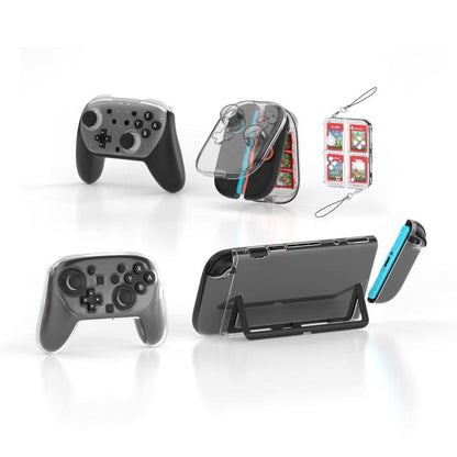 For Nintendo Switch 2 JYS 5-in-1 Crystal Case Full Protection Set Includes Console Shell, Joy-con & Pro Controller Cover, Faceplate, Game Cartridge Case, JYS-NS2326