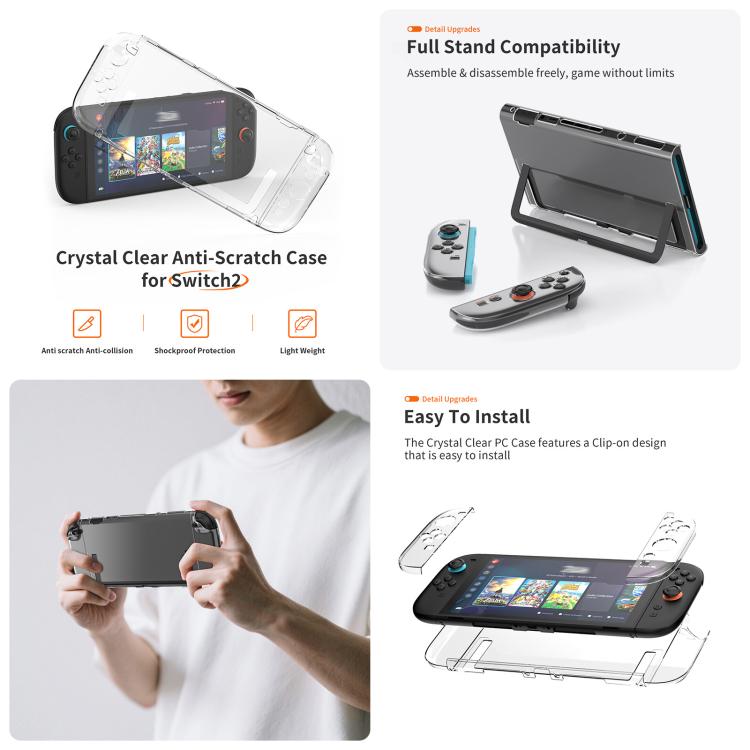 For Nintendo Switch 2 JYS 5-in-1 Crystal Case Full Protection Set Includes Console Shell, Joy-con & Pro Controller Cover, Faceplate, Game Cartridge Case, JYS-NS2326