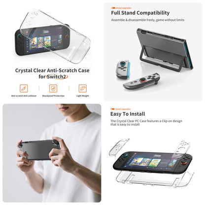 For Nintendo Switch 2 JYS 5-in-1 Crystal Case Full Protection Set Includes Console Shell, Joy-con & Pro Controller Cover, Faceplate, Game Cartridge Case, JYS-NS2326