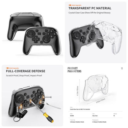 For Nintendo Switch 2 JYS 5-in-1 Crystal Case Full Protection Set Includes Console Shell, Joy-con & Pro Controller Cover, Faceplate, Game Cartridge Case, JYS-NS2326