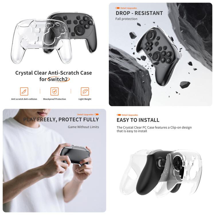 For Nintendo Switch 2 JYS 5-in-1 Crystal Case Full Protection Set Includes Console Shell, Joy-con & Pro Controller Cover, Faceplate, Game Cartridge Case, JYS-NS2326