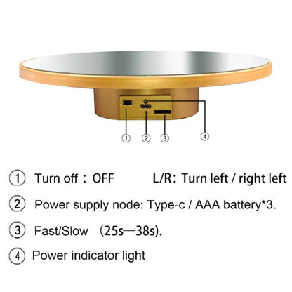 Multi-purpose Mirror Electric Rotating Disc Battery / USB Powered Photography Live Display Stand, 16cm White, 16cm Black, 16cm Gold, 25cm White, 25cm Black, 25cm Gold