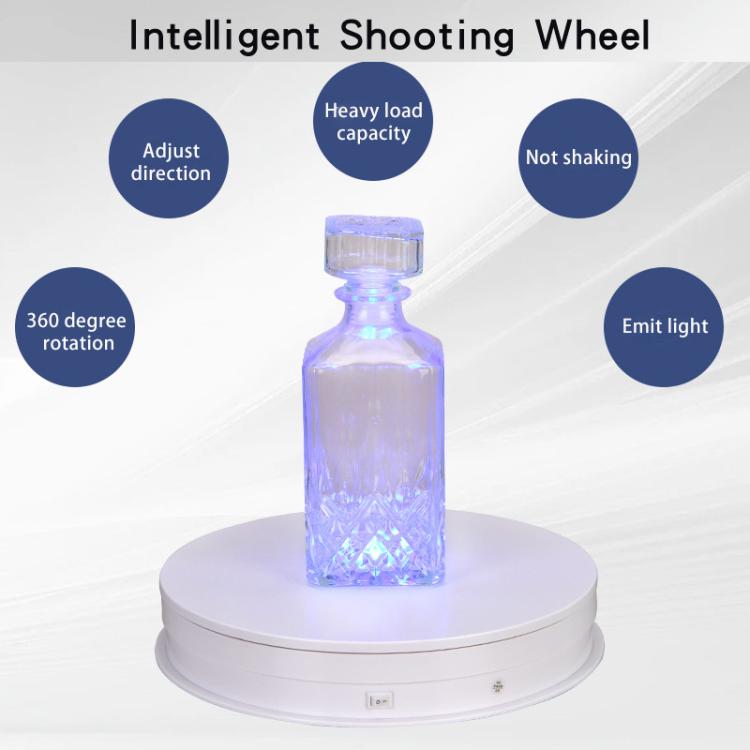 Remote Control Light Rotating Tray Still Life Display Adjustable Speed Brightness Jewelry Stand, 20cm White Base White Light Direct Plug, 20cm Black Base White Light Direct Plug, 20cm White Base Colorful Light Direct Plug...