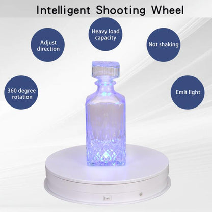 Remote Control Light Rotating Tray Still Life Display Adjustable Speed Brightness Jewelry Stand, 20cm White Base White Light Direct Plug, 20cm Black Base White Light Direct Plug, 20cm White Base Colorful Light Direct Plug...