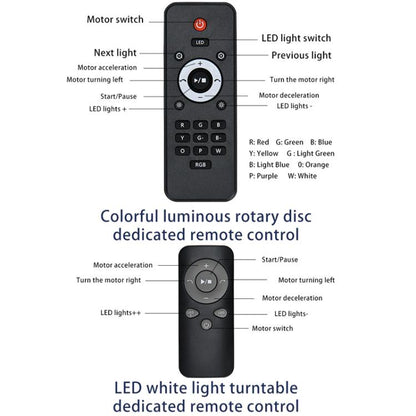 Remote Control Light Rotating Tray Still Life Display Adjustable Speed Brightness Jewelry Stand, 20cm White Base White Light Direct Plug, 20cm Black Base White Light Direct Plug, 20cm White Base Colorful Light Direct Plug...