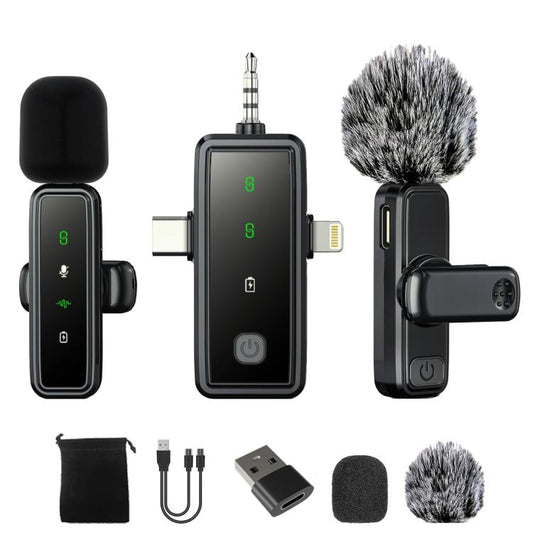 Wireless Collar Clip Microphone Smart Noise Reduction Mini Microphone, J82 Dual Mic 3 In 1 Interface 8pcs /Set, J81 1 To 2 Type-C Interface 9pcs /Set