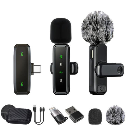 Wireless Collar Clip Microphone Smart Noise Reduction Mini Microphone, J82 Dual Mic 3 In 1 Interface 8pcs /Set, J81 1 To 2 Type-C Interface 9pcs /Set