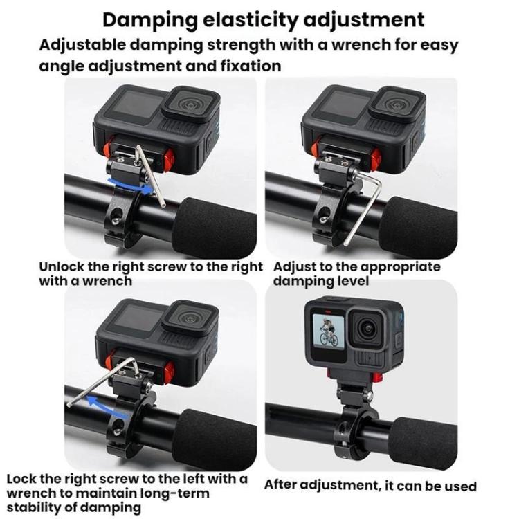 For GoPro HERO13 Black Action Camera Magnetic Quick Release Bike Mount Outdoor Cycling Tilt Shooting Bracket, 360 Degree Damping Rotary, 180 Degree Adjustable
