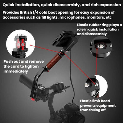 Gimbal Wooden Handle Chute Snail Gimbal Side Handle Grip,For DJI RS 4 Mini / 4 PRO / 3 / 3 Mini / 3 PRO / 2, Single Handle, With Chute, With Chute And Snail Gimbal