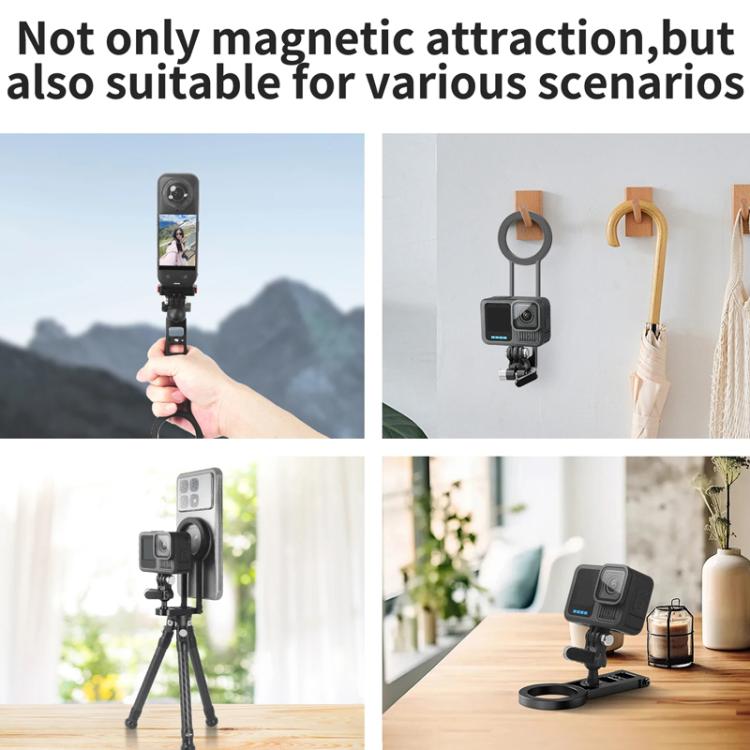 Magnetic Bracket Base Bracket Expansion, One Click Clamping For 3 Card, 1/4 Snail Ball Head, For 2 Card Action Camera
