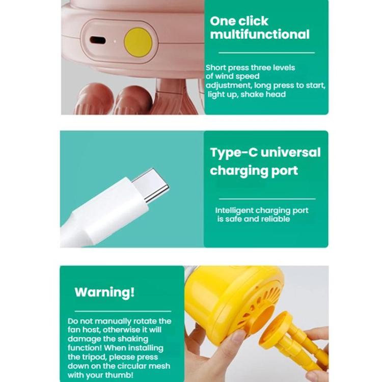 Octopus Clip-On Handheld Silent Bladeless Fan For Strollers, Oscillating White, Oscillating Pink, Oscillating Yellow, Non-oscillating White, Non-oscillating Pink, Non-oscillating Yellow
