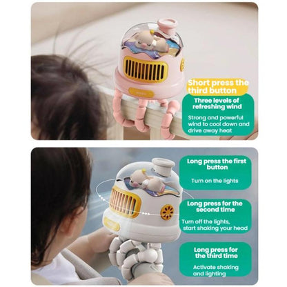 Octopus Clip-On Handheld Silent Bladeless Fan For Strollers, Oscillating White, Oscillating Pink, Oscillating Yellow, Non-oscillating White, Non-oscillating Pink, Non-oscillating Yellow