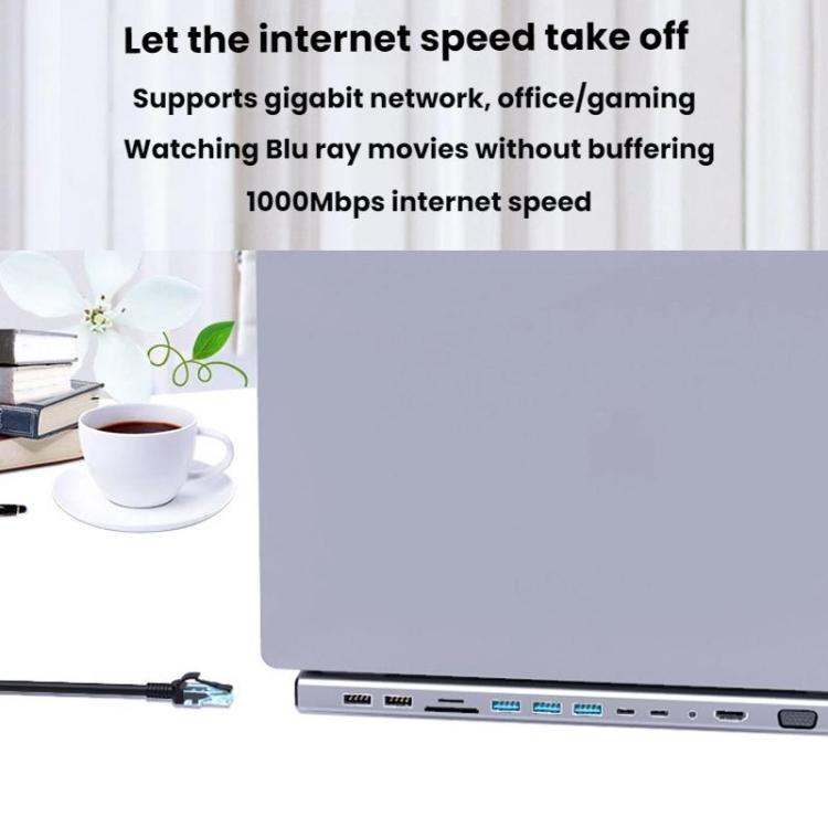 14 In 1  Type-C Docking Station USB HUB Multi Port Hub Laptop Converter, BT14E