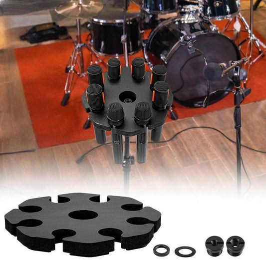 Universal Microphone Stand Holder with 8 Mic Storage Compatible with Most Tripods, 8 Mic Storage