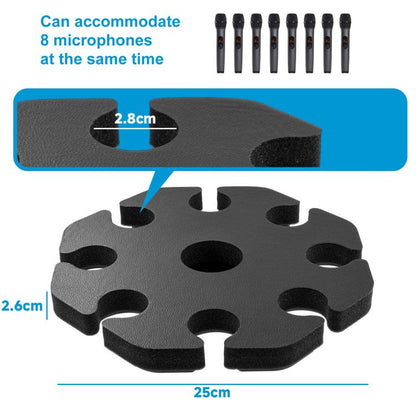 Universal Microphone Stand Holder with 8 Mic Storage Compatible with Most Tripods, 8 Mic Storage