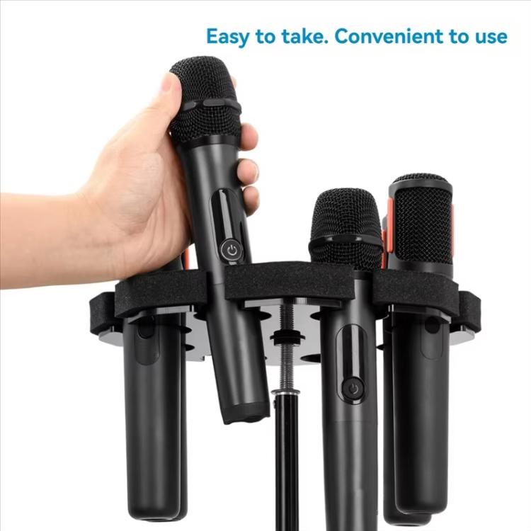 Universal Microphone Stand Holder with 8 Mic Storage Compatible with Most Tripods, 8 Mic Storage