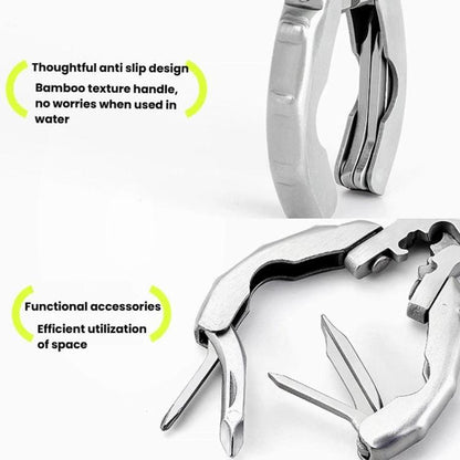 Stainless Steel Multi-Purpose Clamp Screwdriver Portable EDC Tool Bottle Opener, 9 In 1