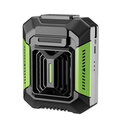 F66 Rechargeable Waist-Mounted Clip Fan With 3-Speed Settings & LED Flashlight Hands-Free Cooling For Construction, Outdoor Work, Hiking, F66 Orange, F66 Green