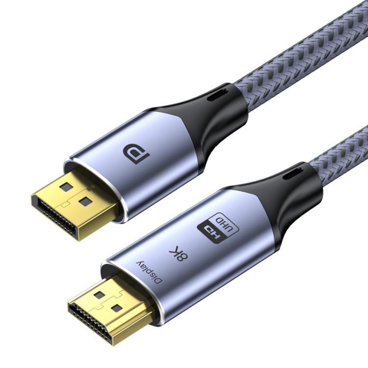 DP To HDMI 8K 60HZ HD Conversion Cable TV Computer Connection Conversion Monitor Projection Cable, 1m, 2m