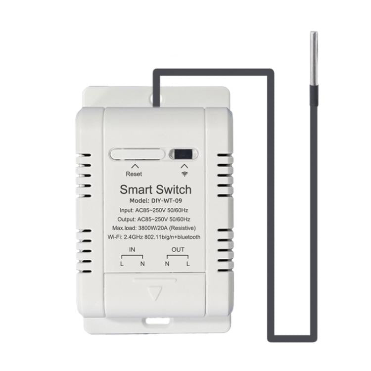 DIY-WT-09 20A Temperature Switch Smart Thermostat, Compatible With Google / Alexa / Yandex Alice / IFTTT, With 1m Temperature Sensor, With 2m Temperature Sensor, Humidity+1m Temperature Humidity Sensor