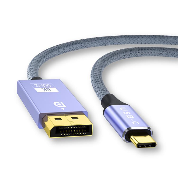 Type-C To DP1.4 8K 60Hz HD Unidirectional Adapter Cable Computer Gaming Console Monitor Mobile Phone Video Connection Cable, 1m, 2m